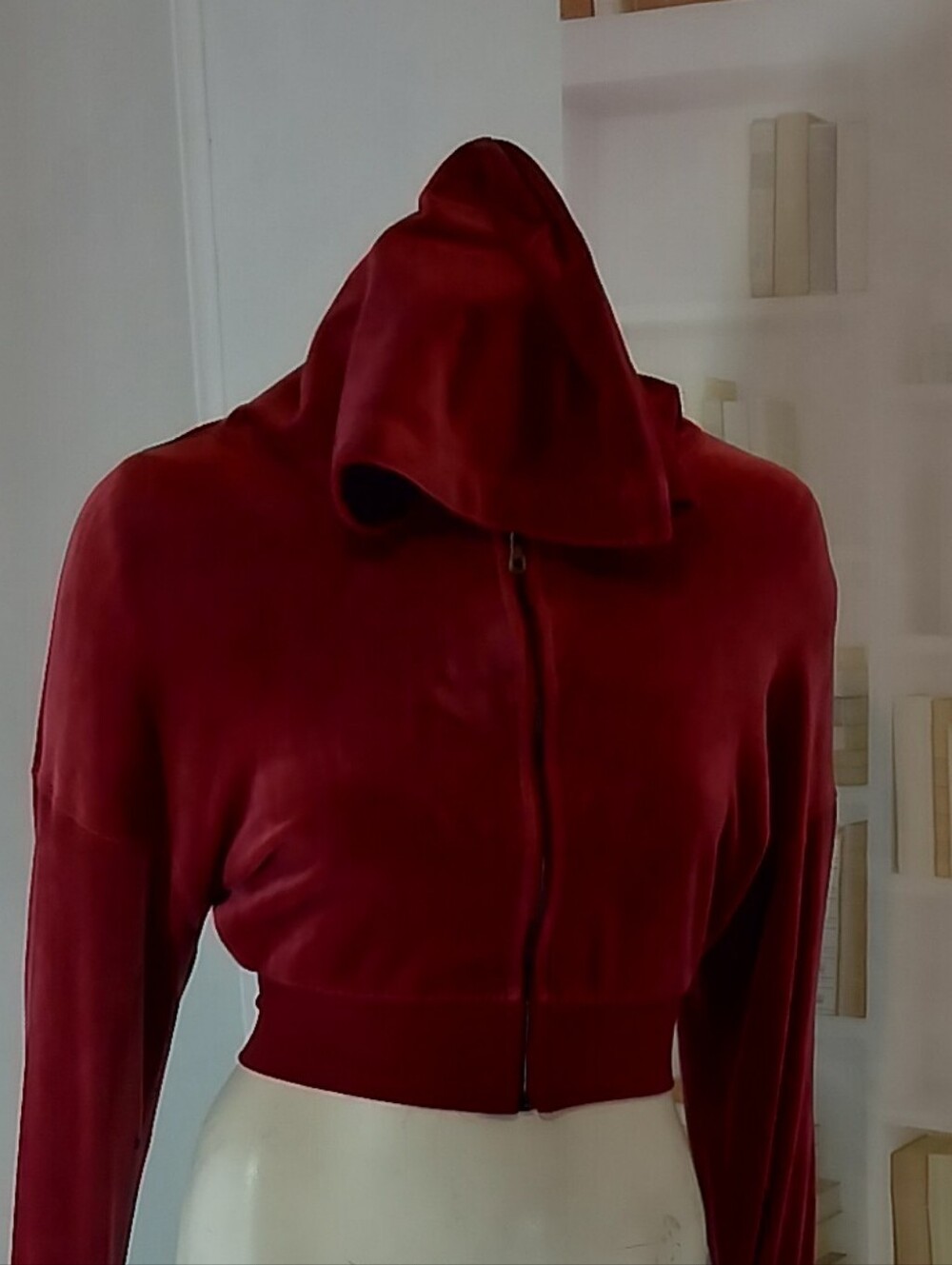 Aeropostale Women's Deep Red Cropped Bomber Jacket with Hood